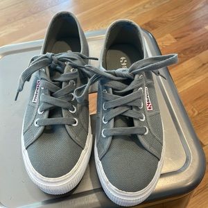 Superga | Chunky Platform Gray Canvas Lace Up Sneakers Low Top Size 5